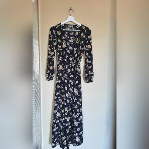Amuse Society Navy Floral Midi Wrap Dress Cottage Cottagecore Capsule